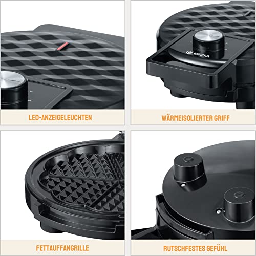 Waffeleisen Herzform 20 cm Ø kleines Mini Klassische Belgische Herz Waffel Antihaftbeschichtung Stufenlos Bräunungsgrad… – Bild 6