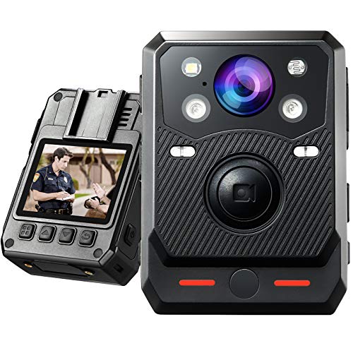 BOBLOV 64GB/128GB B20 Body Camera Full 1080p Police Body Camera Removable SDCard Up to 128G Support Night Vision and Red/Blue Light for Police Patrol Security Stuff Big Rec Button (1#128GB)