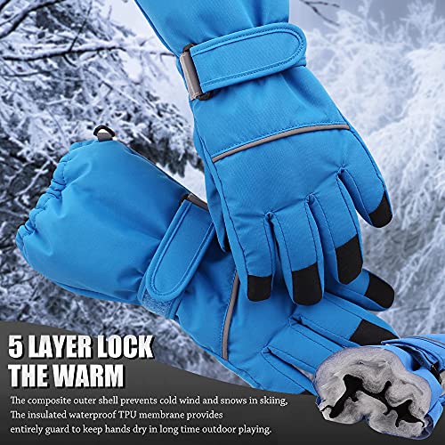 JANGANNSA Waterproof Children Ski Gloves Breathable Winter Mitten for Boys Girls Thinsulate Lined Kids Snowboard Glove 4-14Y2