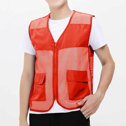 Men Summer Vest Solid Color Convenient Workwear Outdoor Breathable Pockets Tank Top Zip Up Sleeveless Coat2