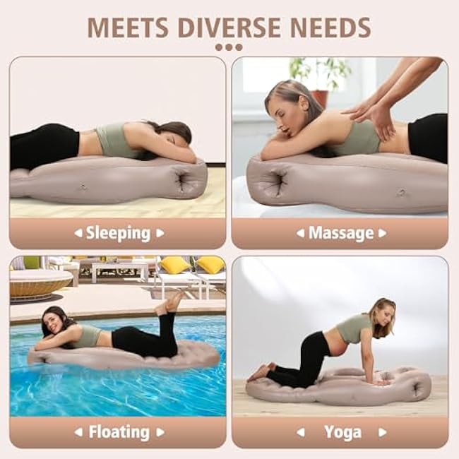 Pregnancy Blow Up Pillow, Belly Mattress for Pregnant Women with Electric Pump, Full Body Maternity Airbed with Hole for Stomach Sleeping, Back Pain & SPD Relief, Gray