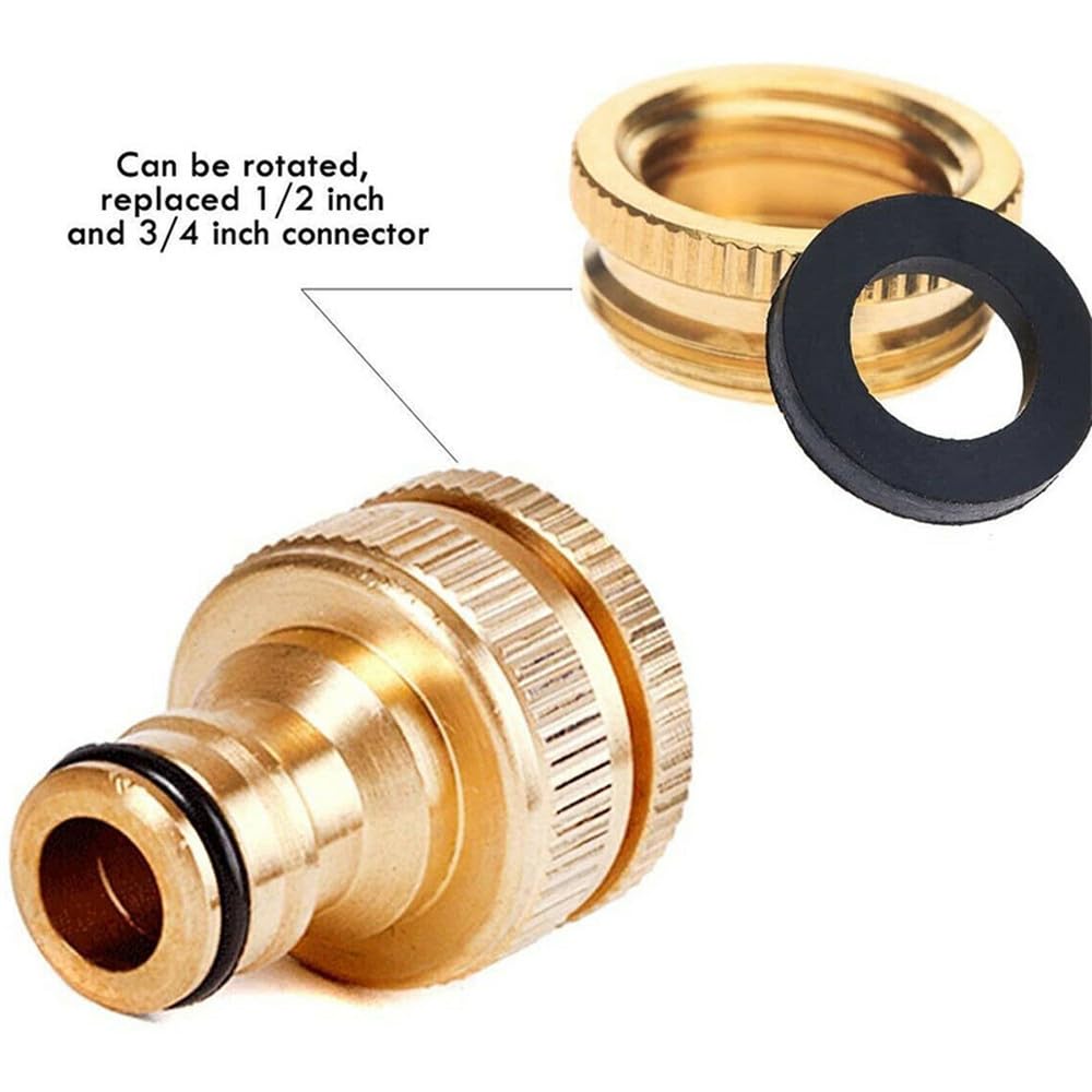 Adaptador de latón G3/4 a G1/2, conector universal para grifo de manguera de jardín, conector rápido hembra, accesorios para herramientas de jardinerí