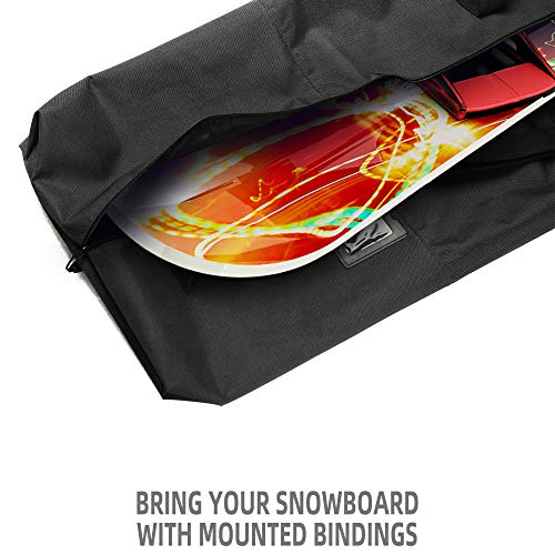 TurnWay Snowboard Bag | Store & Transport Snowboard Up to 165 cm & Extras | Waterproof - for Men, Women and Youth (Black)