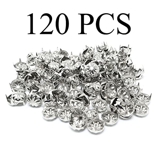Pro Bamboo Kitchen 120Pcs Diy Nailhead Round Dome Studs Assorted Kit 9Mm Leathercraft Rivet Metal Punk Spikes Spots Silver For Punk Rock Leather Craft Clothes Bags Jewelry Decorations #TOP4