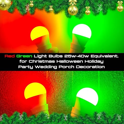 Image of Red Green E12 LED Candelabra Bulbs,3W Christmas Light Bulbs(1 Red+1 Green) | Red Light Bulb Green Light Bulbs 25w-40w Equivalent, E12 Small Base for Christmas Halloween Holiday Party Wedding Decoration