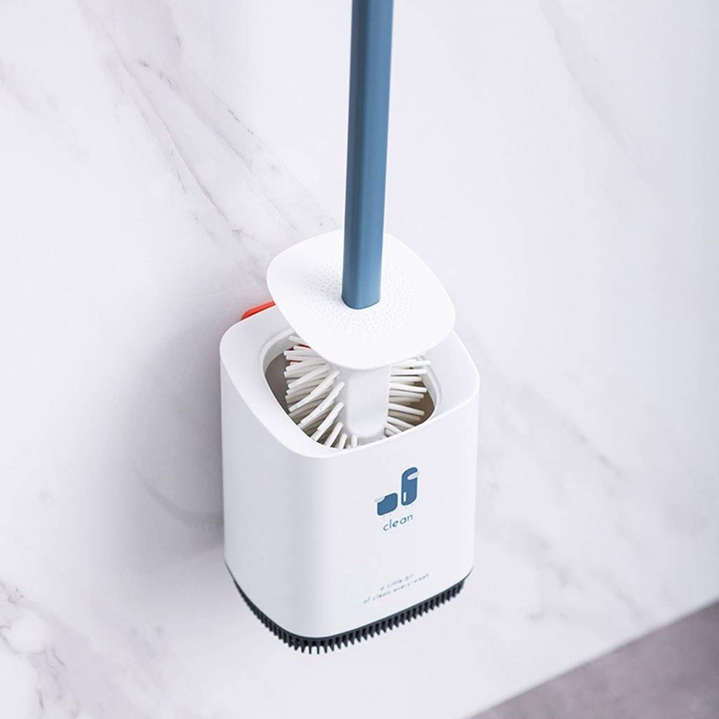 Diseño Clásico Escobilla de baño, WC independiente cepillo de plástico y soporte de mango largo cepillo de limpieza, cepillo suave de la cabeza no dañará la superficie del inodoro Escobillas de Baño