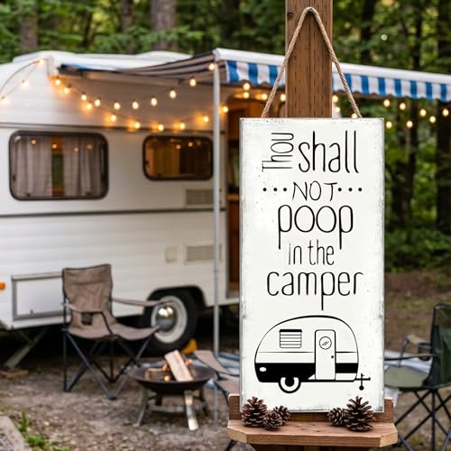 Thou Shall Not Poop in the Camper Wooden Decor Sign...