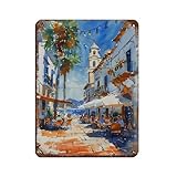 Póster retro de metal de Ibiza, España, arte elegante, pintura de hierro, bar, cueva de personas, cafetería, garaje, póster para decoración de pared, 30 x 40 cm