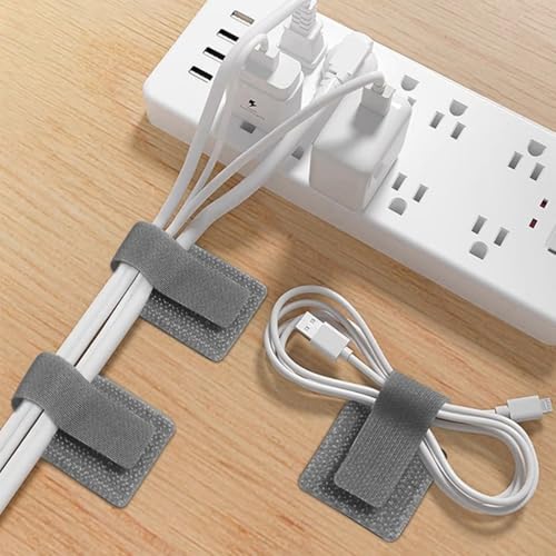 60 piezas de abrazaderas de cable con cinta de gancho y bucle, clips adhesivos para cables, gestión de cables bajo escritorio, organizador de cables para TV PC Laptop Ethernet, esenciales para el hogar y oficina miniatura 4
