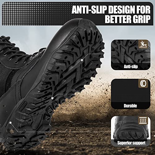 @ R Cord Motorcycle Boots Men Waterproof Hiking Work Boots Mens Tactical Boots 6 Inches Lightweight Military Boots Breathable Desert Boots Black Size 10 #TOP2