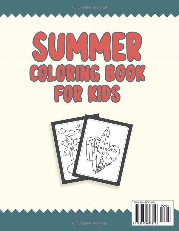 Summer Coloring Book For Toddlers Ages 1-4: Simple And Easy Children's Activity Workbook for Kids Preschool and Kindergarten. Summer Beach Vacation Theme Illustrations image 3