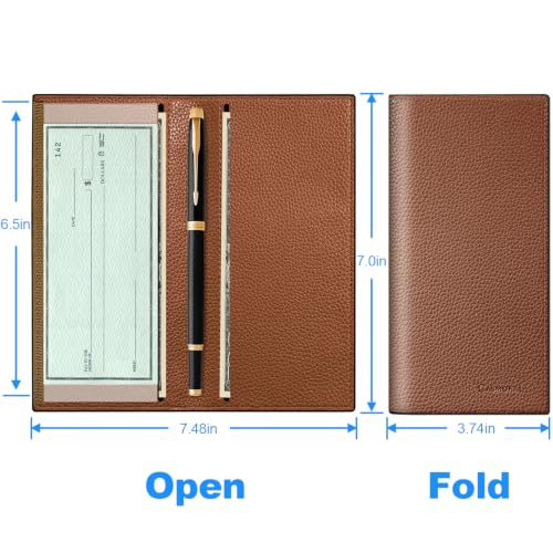 Image of CASMONAL Checkbook Cover for Women & Men, PU Leather Wallet RFID Blocking