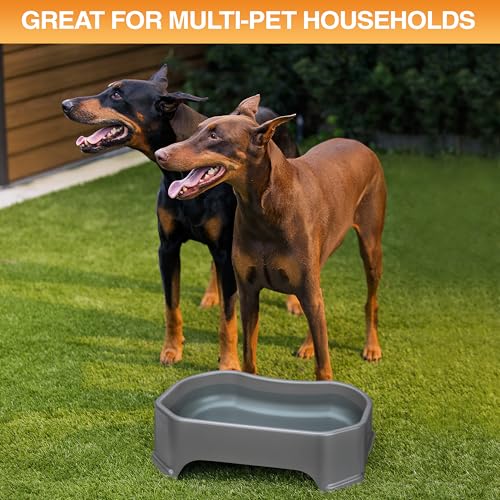 Image of Neater Pet Brands Extra Large Water Bowl for Dogs, Outdoor Dog Water Bowl (1.25 Gallon XL Capacity), Big Trough Style Food Dish for Indoors or Outside, No Spill Large Dog Bowls, Gunmetal Grey