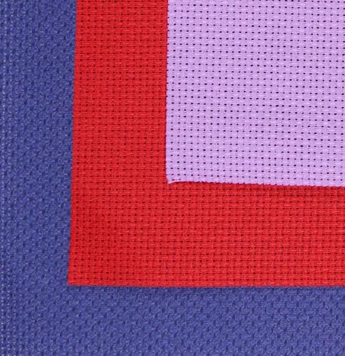 Image of KCS 3 pc of 15 inch x 18 inch(38cmx45cm) Counted Cross Stitch Cotton Aida Cloth Needlework Rolled Fabric Box,16CT,Lavender+Royal Blue+Red
