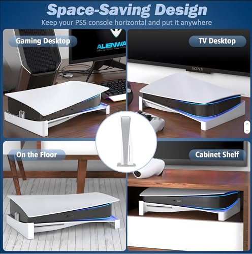 Image of 24x7 eMall Gaming Stand for Slim and Pro Consoles with Horizontal Standing Base, Screw-in Mount, Stable and Firm Grip