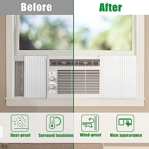 Forestchill Window Air Conditioner Side Panels, 17\" H x 12\" W x 1\" T Surround Insulation Extra Wide Foam Panels for Window AC Units Cover Large Window, White, 2 Pack