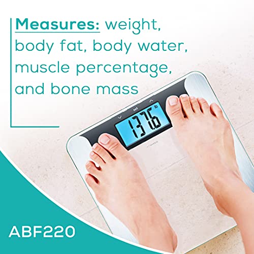 Innohaus Body Fat Analyzer Scale Bmi, Multi-User & Recognition, Digital Weight Scale, Xl Lcd Illuminated Display, Abf220, Silver #TOP1