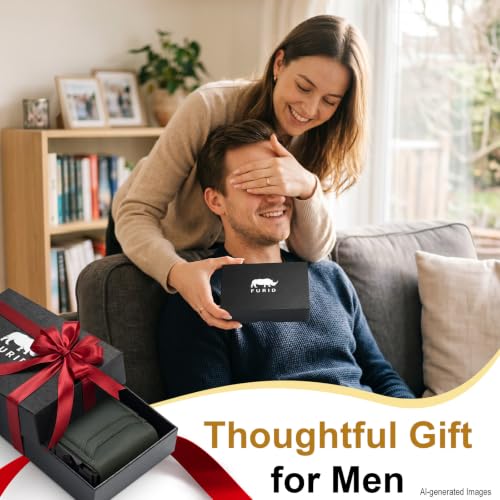 Image of furid Genuine Leather Wallet for Men: Slim RFID Smart Minimalist Wallet | Full Grain Credit Card Holder for Front Pocket wallet with Money Clip - Gift for Husband Father on Birthday Anniversary