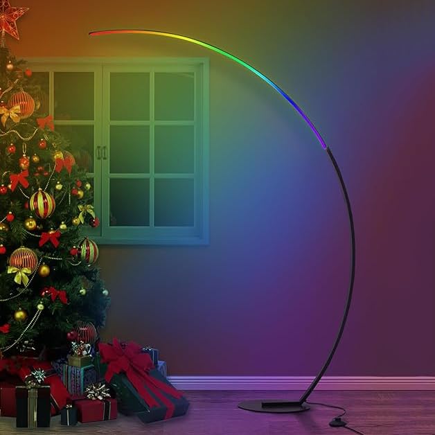 Lámpara de pie con arco RGB para crear ambiente en tu sala de juegos o salón