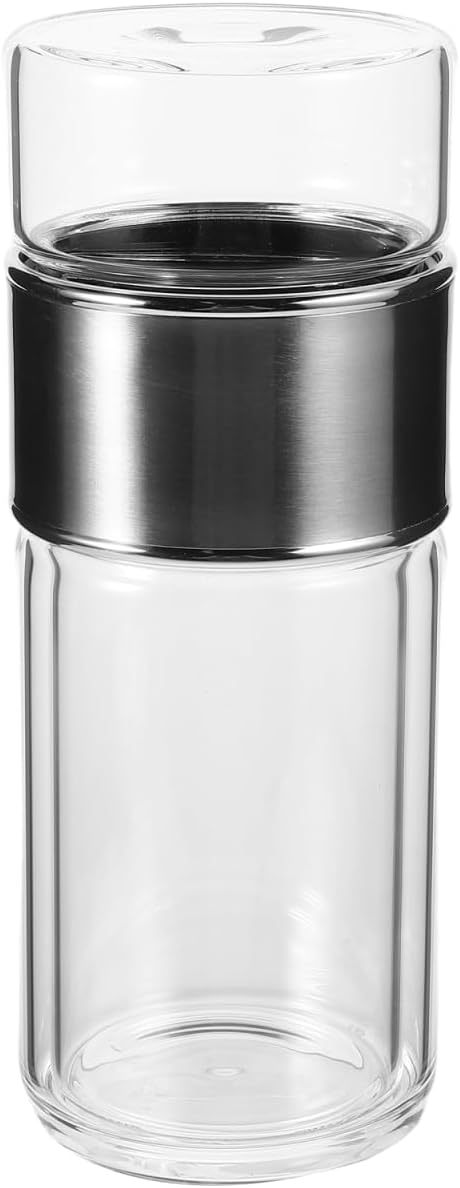 Double Glass Tea Infuser Bottle for Loose Leaf Tea Brewing Travel Friendly Tumbler for Coffee and Fruit Infused Water