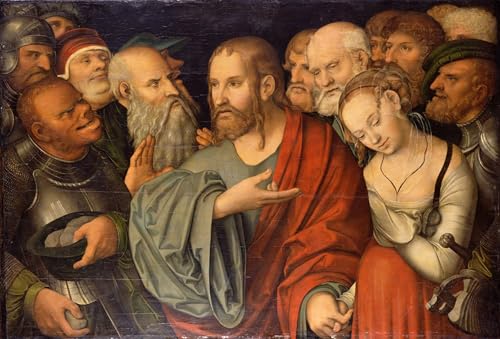 Image Le Christ et la femme adultère Cranach toile 60x90cm pour habiller mur vide