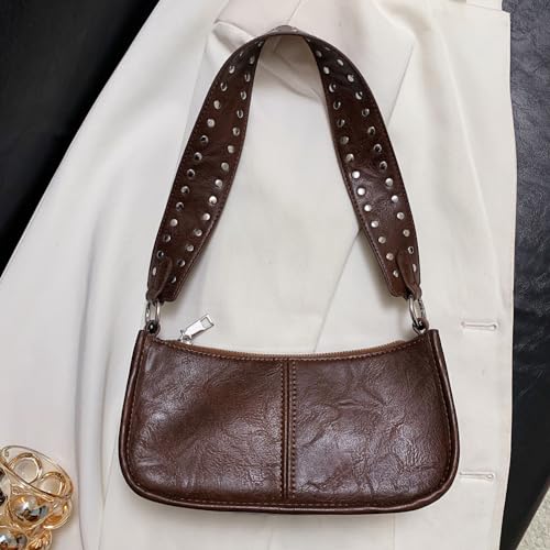 y2k レザー調 ショルダーバッグ スタッズ ベルト デザイン スタッズ