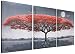 youkuart 3 Panel wall art red tree For Living Room Decor And Modern Home Decorations Photo Prints 12x16inchx3(Wood Framed) (12inchx16inchx3pcs, red tree)