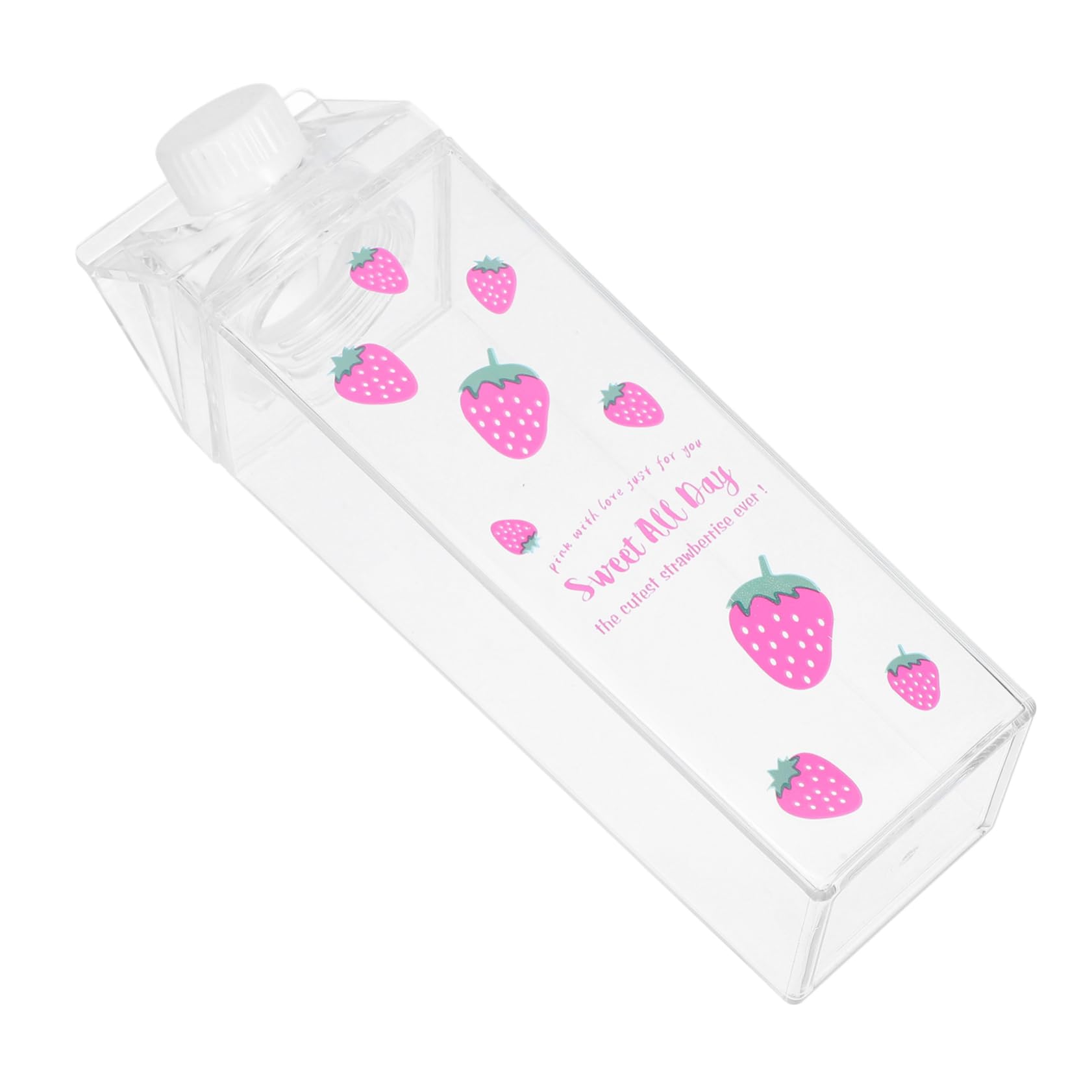 NAMOARLY Printed Heart Milk Storage Bottle Portable Leakproof Milk Container for Cold Drinks Juices and Milk Tea and for Everyday Use