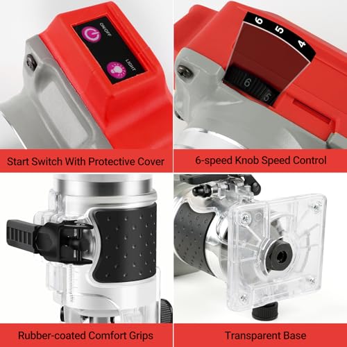 Cordless Palm Router for Milwaukee M18 Battery, Brushless Hand Held Edge Router Trimmer for Wood Working Slotting, Trimming, Carving 1/4" Collet (NO Battery) 7 Cordless Palm Router for Milwaukee M18 Battery, Brushless Hand Held Edge Router Trimmer for Wood Working Slotting, Trimming, Carving 1/4" Collet (NO Battery) - Image 7