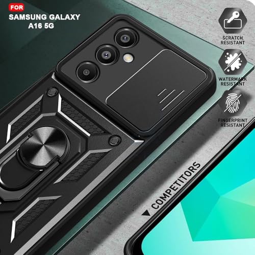 Image of Luxe Back Cover for Samsung A16 5G / Samsung F16 5G / Samsung M16 5G | D10 Tough Armor Case | Sliding Camera Shield | 360 Protection | Kickstand Ring Holder | Military-Grade Shockproof Case