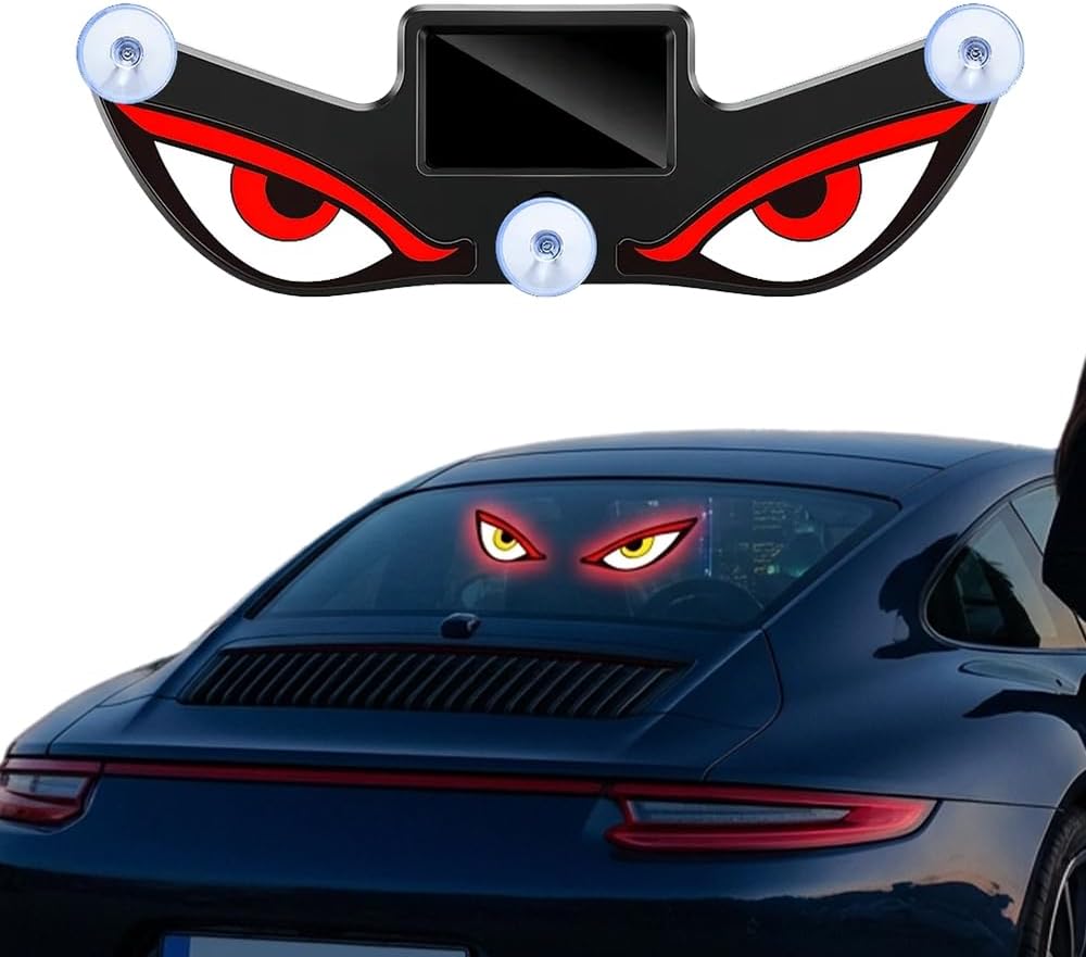 Solar Demon Eye LED Car Window Light, 2026 New Evil Eyes LED Light for Cars Windshield Rear Window, Animated LED Windshield Eyes for Fun Car Accessories & Gifts (C)