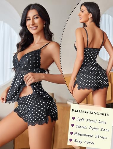 Image of Avidlove Womens Sweetness Cami Set Lace Camisole Lingerie Nightwear Sexy Pajamas Lounge Sets