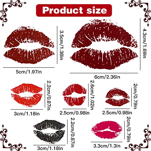 Zzxllro 55 Sheets (145Pcs) Red Lips Temporary Tattoo Stickers, Self-Adhesive Fake Red Lips Tattoos, Water-Proof Face Stickers For Adult Women Girls Face Body Valentine's Day Decorations #TOP1