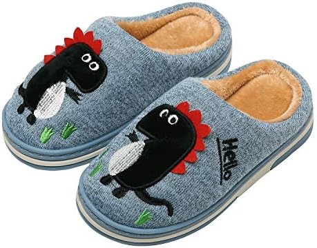 INMINPIN Kinder Winter Baumwolle Pantoffeln Wärme Weiche Plüsch Hausschuhe Kuschelige Slipper mit Cartoon Dinosaurier für Mädchen Jungen
