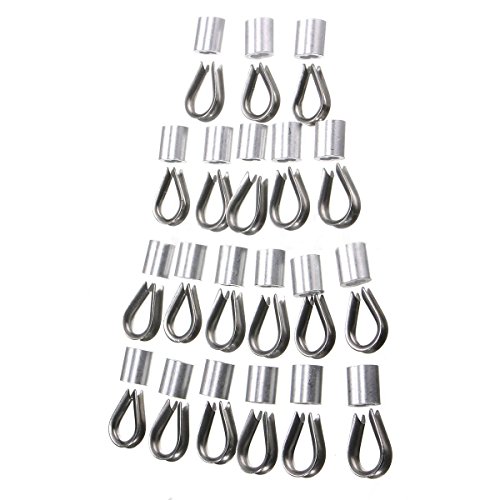 20 Pack 3mm Stainless Steel Standard Thimbles Ferrules for 1/8 3.2mm Wire Rope zhengpingpai