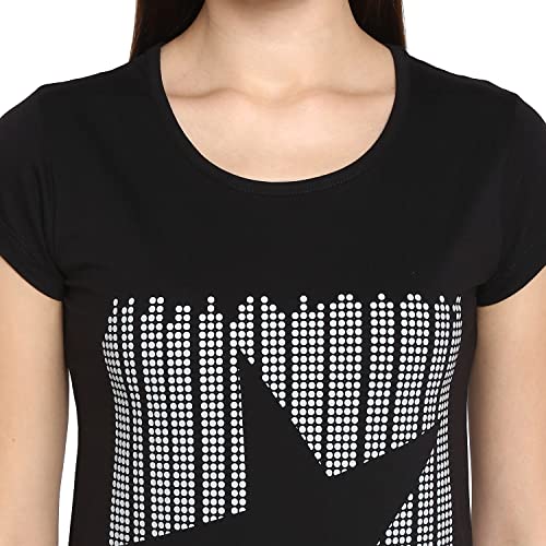 Image of Modeve Women Printed Cotton Blend Half Sleeve Round Neck T-Shirt for Summer