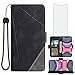 Asuwish Compatible with iPhone 11 Pro 5.8 Wallet Case and Tempered Glass Screen Protector Leather Flip Card Holder Cell Accessories Phone Cover for iPhone11pro iPhone11 i XI 11s 11pro Women Men Black