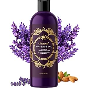 Aromatherapy Sensual Massage Oil for Couples – Relaxing Lavender Massaging Oil for Massage Therapy with Vitamin E Jojoba & Sweet Almond – Naturally Scented Vegan Non GMO & Gluten Free (8 Fl Oz)