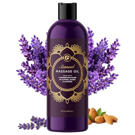 Sensual Massage Oil with Relaxing Lavender Almond Oil and Jojoba for Men and Women – 100% Natural Hypoallergenic Skin Therapy with No Artificial or Added Ingredients - Made by Maple Holistics