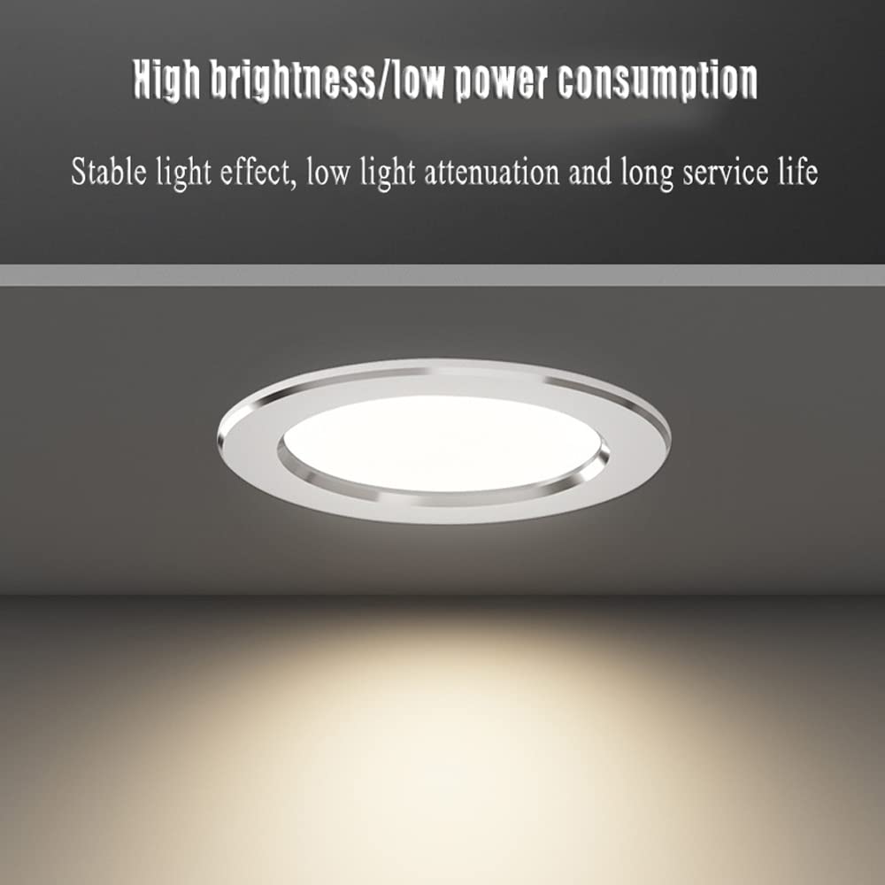 Lot de 3 spots LED encastrés 5 W 7 W pour plafonnier - Panneau rond en aluminium - Taille de coupe : 70-90 mm - Installation modernisée - Pas de scintillement, 5 W-3000 K