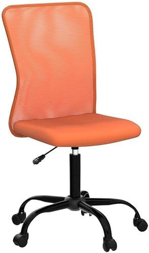 Miniatura 8 de Sillas ergonómicas, bonita silla de escritorio de oficina ajustable sin brazos con respaldo de malla y asiento grueso suave, cómoda silla giratoria