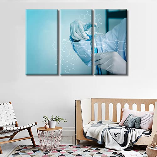 Image of TUMOVO Canvas Wall Art Medical Examination Poster Canvas Paintings Wall Art 3 Panel Medical Young Scientist Wall Decor for Living Room, Bedroom, Bathroom, Office. Framed Ready to Hang (36 inch Wx24 H)