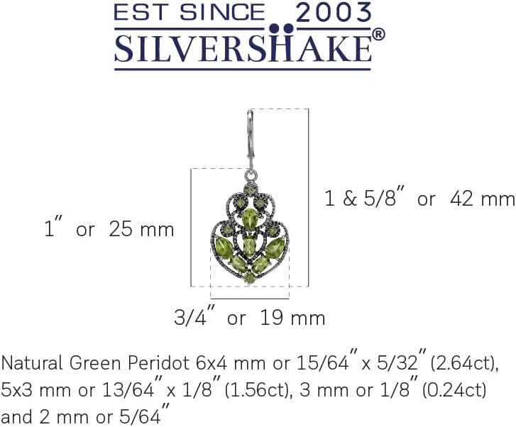 Silvershake Genuine Gemstone Antique Finishing or Yellow Gold Plated 925 Sterling Silver Scroll/Filigree Victorian Boho Style Drop Dangle Leverback Earrings Jewelry for Women