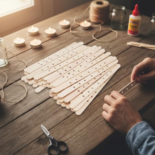 50 piezas de soportes de mecha de madera para velas miniatura 6