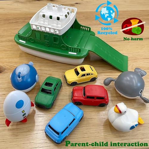 OKGIUGN Ferry Boat Toys Set with 4 Cars and 4 Wind Up Bath Swimming Toys, Kids Bath Toy Floating Vehicle Whales Submarines Swans Rockets, Bathtub Bathroom Pool Beach Toys for Toddlers Boys Girls Kids - Image 6