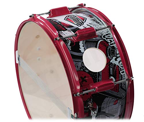 Griffin Snare Drum Birch Wood Shell 14 X 6.5 Inch | Oversize 2.5" Large Vents & Custom Graphic Wrap (Limited Edition) | Red Hardware & Marching Drummers Key For Students & Pros | 8 Metal Tuning Lugs #TOP3