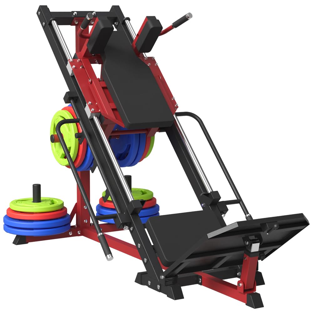 Leg Press Hack Squat Machine Combo, Leg Exercise Machine with Linear Bearing, 45-Degree Lower Body Special with Weight Storage for Quads, Hamstring, Glutes, Calves, Home Gym Leg Day Equipment