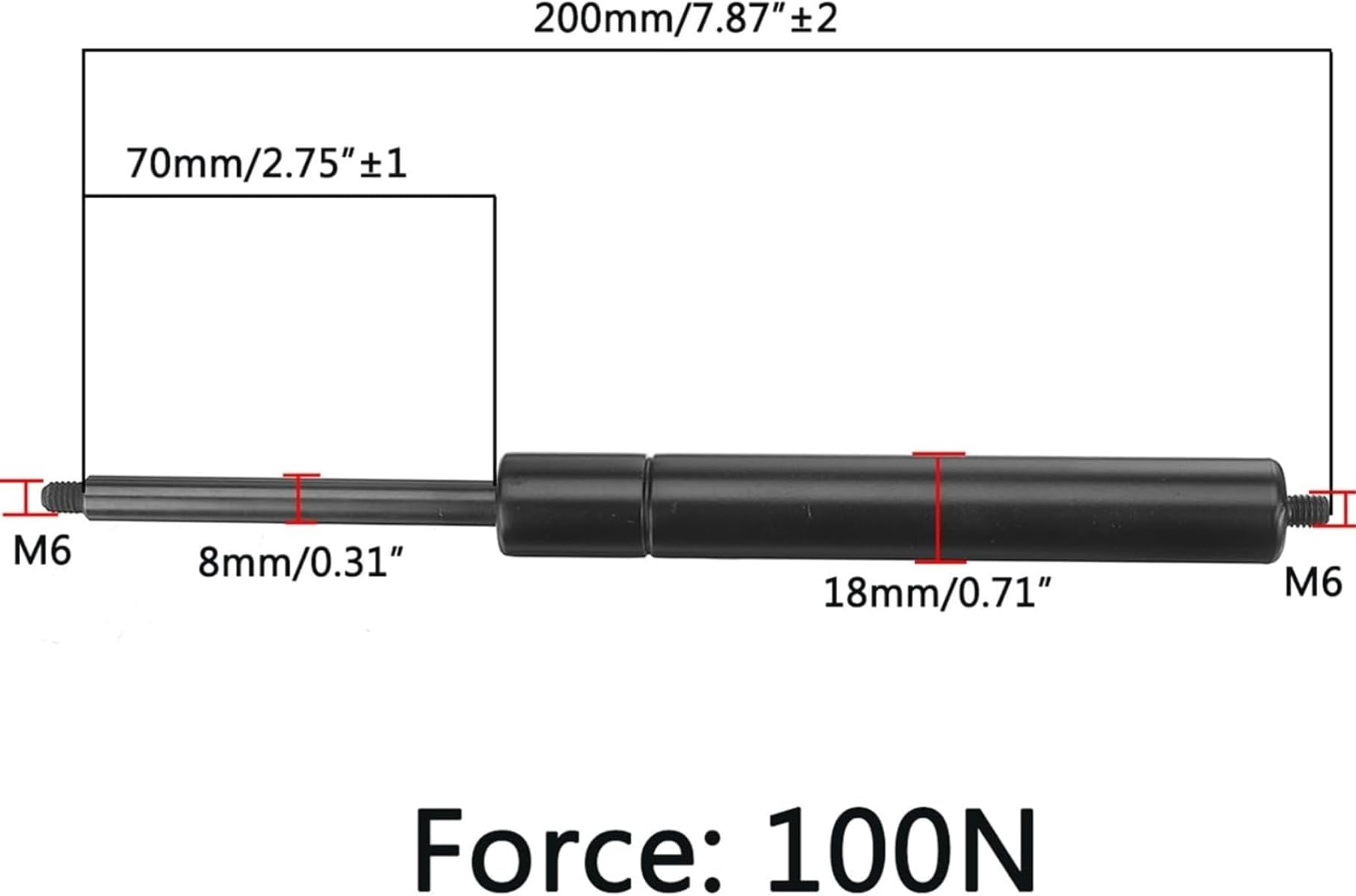 Ramię podnoszące maskę 1 szt. 200-500 mm 100N 8 mm amortyzatory gazowe do samochodu sprężyna gazowa do kampera okna łóżka autobusu przyczep kempingowych kaptur wspornik pręt amortyzator maski sprężyny