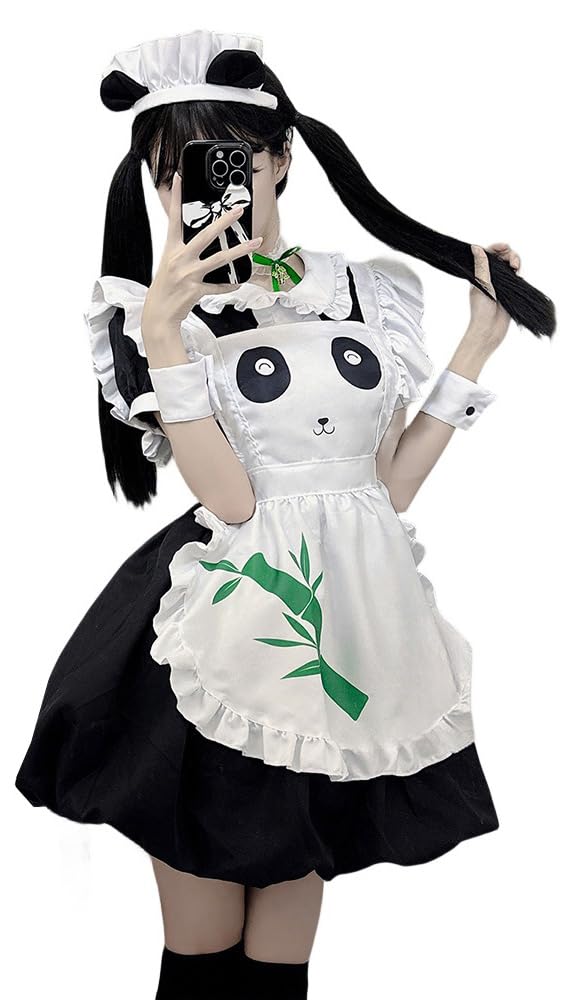 TO KU TOO YUO 5pcs Maid Outfit Lolita Maid Dress Cute Animal Dress Set Anime Cosplay Costume Fancy Dress Costume for Women