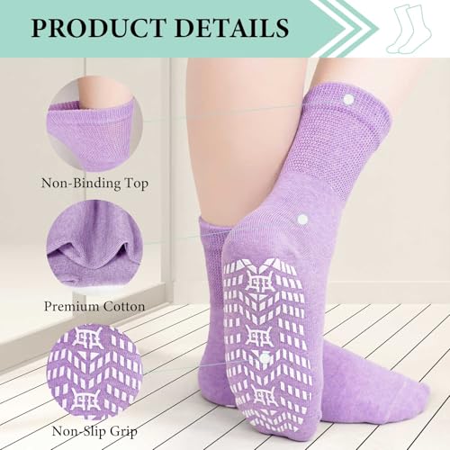 ZAKASA Non-Slip Grip Socks for Women: Anti-Skid Grippy Gripper Socks for Yoga Pilates Barre Hospital Elderly Pregnancy Workout 5 Pairs Multicolor